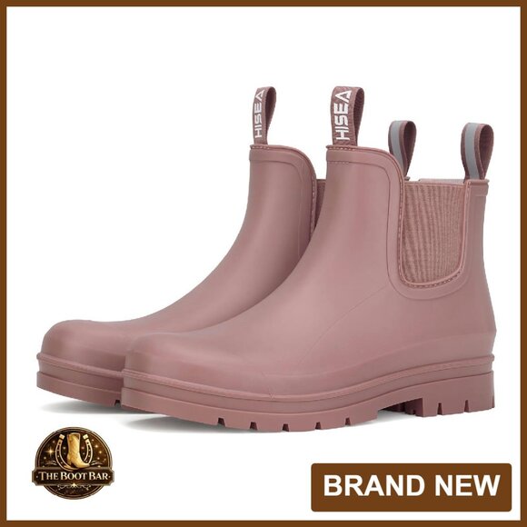 Women's Waterproof Chelsea Rain Boots Lightweight Non-Slip Ankle Booties